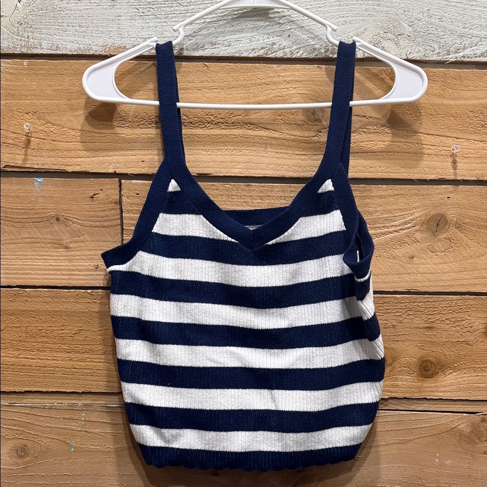 Universal Thread Navy and White Striped Tank Top